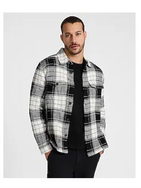 Express Black & White Plaid Lightweight Shirt Jacket
